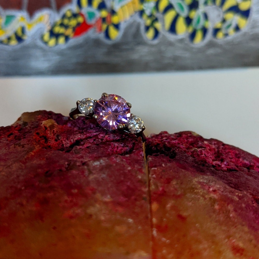 Mexican Pink Ice Vintage 3 Stone Ring